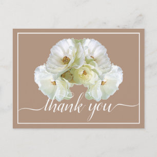 Beautiful White Rose Colour Backdrop Chic Thank Yo Postcard