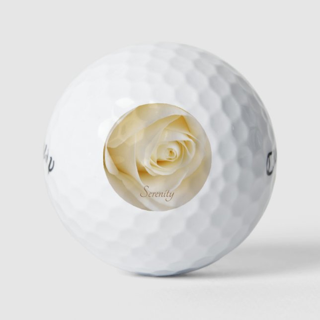 Beautiful White Rose Serenity Golf Balls (Front)
