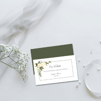 Beautiful White Roses Floral Wedding Website Enclosure Card