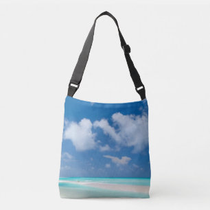 Beautiful white sand beach and turquoise ocean crossbody bag