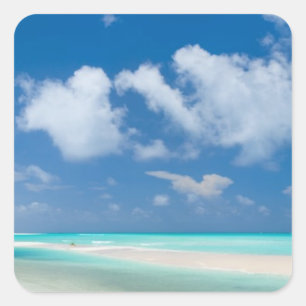 Beautiful white sand beach and turquoise ocean square sticker