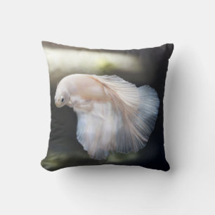Beautiful White Siamese Betta Fighting Fish Cushion