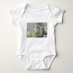Beautiful White Spring Tulips Baby Bodysuit