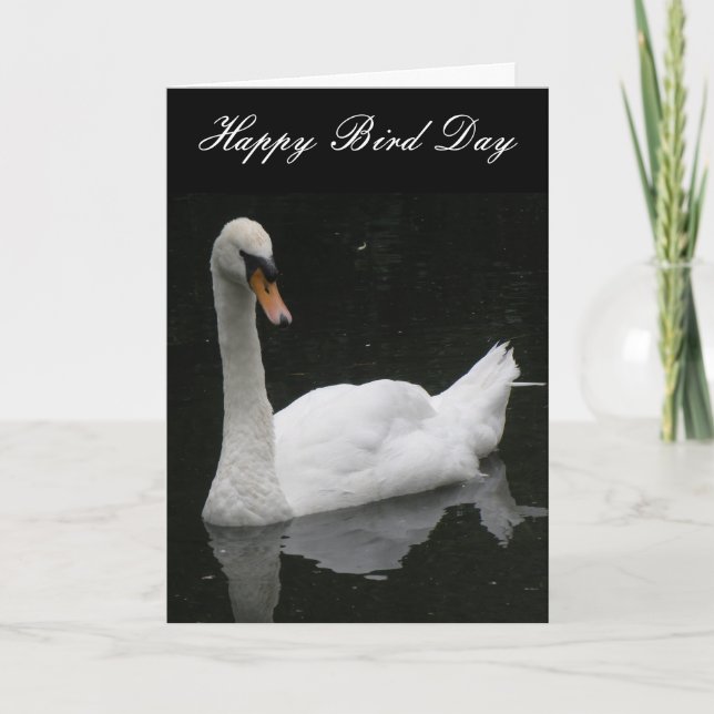 Beautiful White Swan Custom Birthday Card (Front)