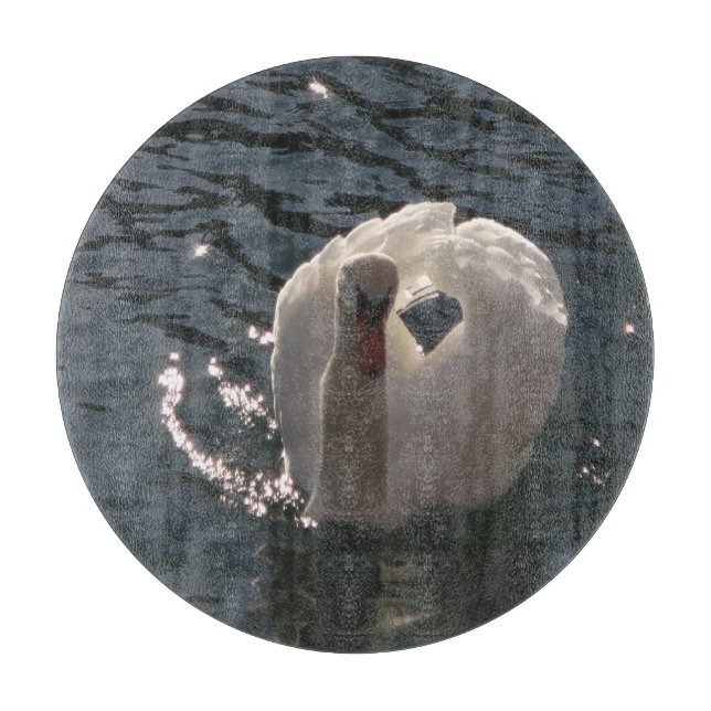 Beautiful white swan cutting board (Front)
