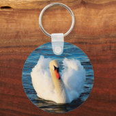 Beautiful White Swan in lake Key Ring (Front)