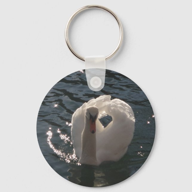 Beautiful white swan key ring (Front)