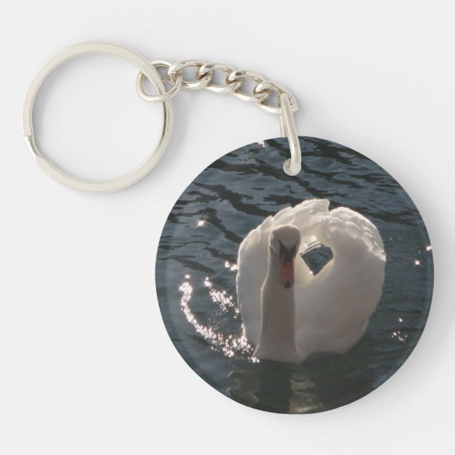 Beautiful white swan key ring (Front)