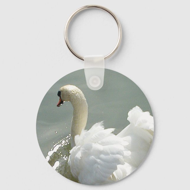 Beautiful white swan key ring (Front)
