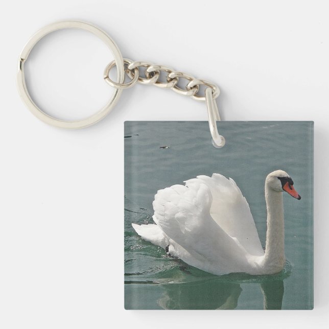 Beautiful white swan key ring (Front)