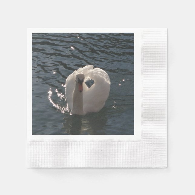 Beautiful white swan napkin (Front)