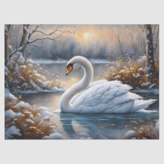 Beautiful White Swan On A Lake Decoupage  Tissue Paper