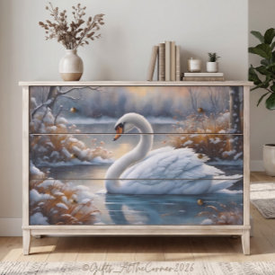 Beautiful White Swan On A Lake Decoupage Tissue Paper
