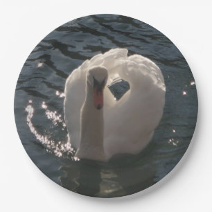 Beautiful white swan paper plate