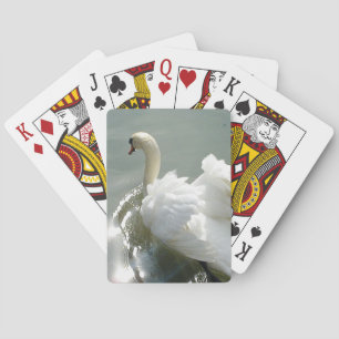 Beautiful white swan playing cards