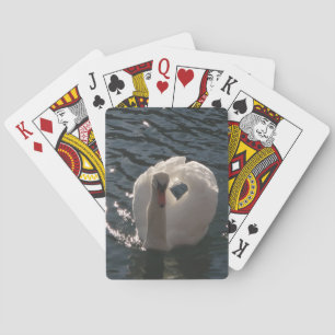 Beautiful white swan playing cards