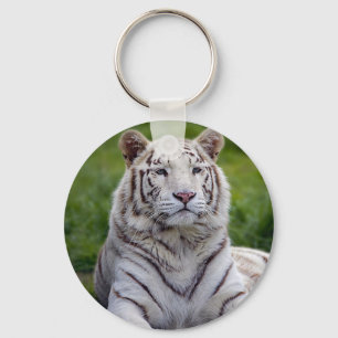 Beautiful White Tiger Photo Key Ring
