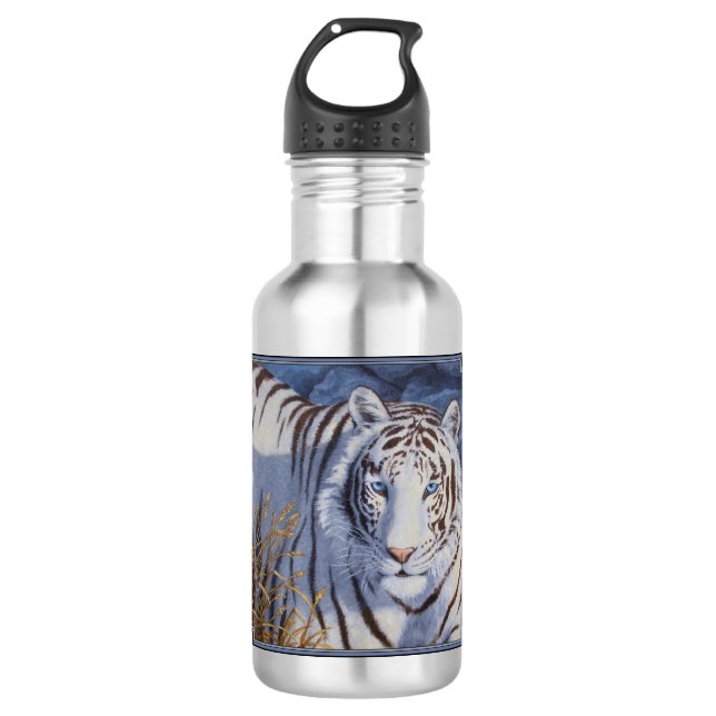 Beautiful White Tiger with Crystal Blue Eyes 532 Ml Water Bottle (Front)