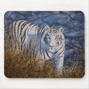 Beautiful White Tiger with Crystal Blue Eyes Mouse Pad