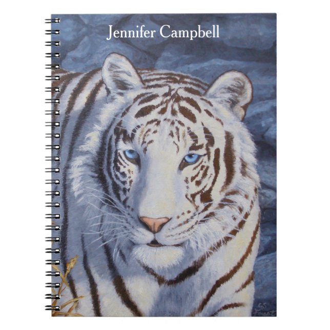 Beautiful White Tiger with Crystal Blue Eyes Notebook (Front)
