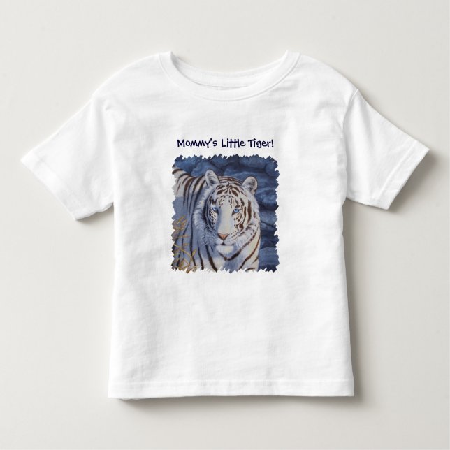 Beautiful White Tiger with Crystal Blue Eyes Toddler T-Shirt (Front)