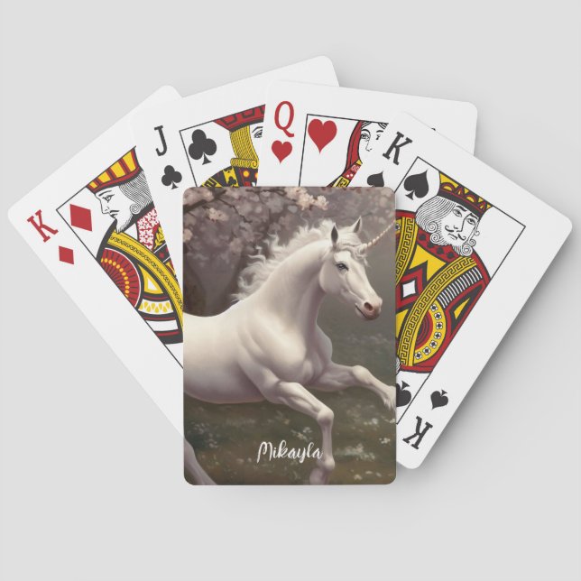 Beautiful White Unicorn Playing Cards (Back)