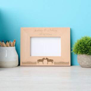 Beautiful White Wedding Horses Custom Etched Frames