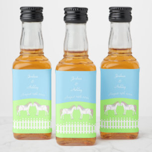 Beautiful White Wedding Horses Custom Liquor Bottle Label