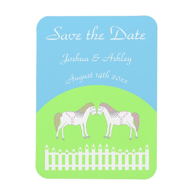 Beautiful White Wedding Horses Custom Magnet (Vertical)