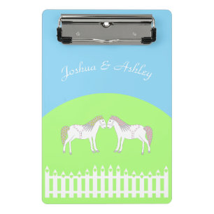 Beautiful White Wedding Horses Custom Mini Clipboard