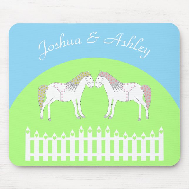 Beautiful White Wedding Horses Custom Mouse Pad (Front)