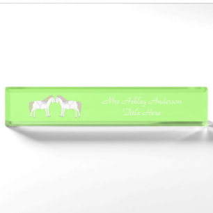 Beautiful White Wedding Horses Custom Nameplate