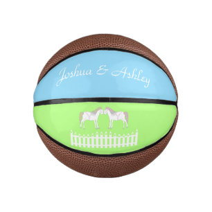 Beautiful White Wedding Horses Custom Names Mini Basketball