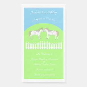 Beautiful White Wedding Horses Custom Napkin