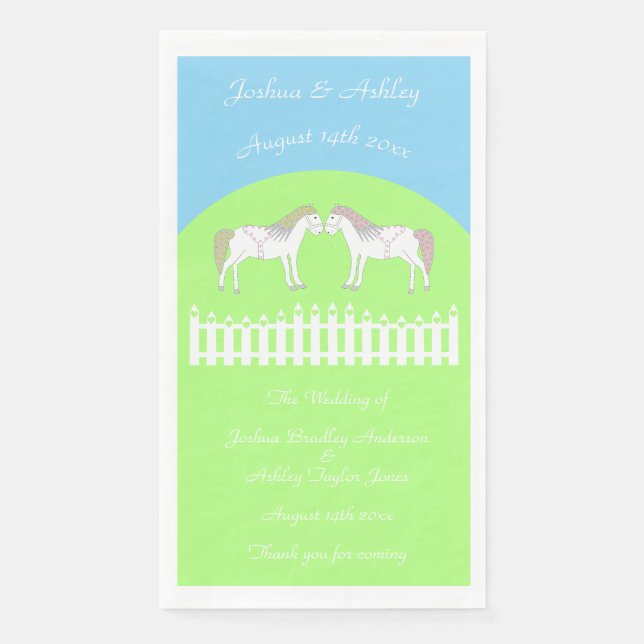 Beautiful White Wedding Horses Custom Napkin (Front)