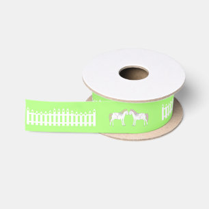 Beautiful White Wedding Horses Custom Patterned Satin Ribbon