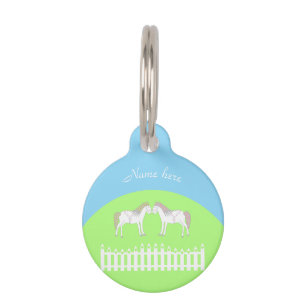 Beautiful White Wedding Horses Custom Pet Tag