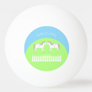 Beautiful White Wedding Horses Custom Ping Pong Ball