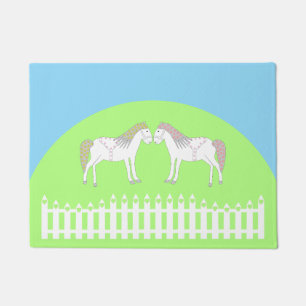 Beautiful White Wedding Horses Doormat