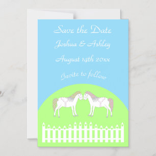 Beautiful White Wedding Horses Save the Date Magnetic Invitation