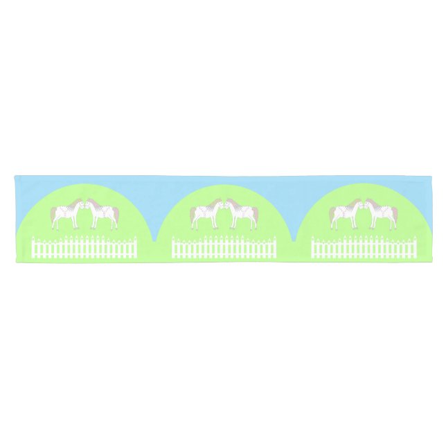 Beautiful White Wedding Horses Short Table Runner (Horizontal)