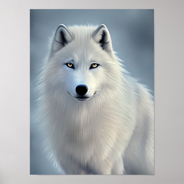 Beautiful White Wolf Art Poster (Front)