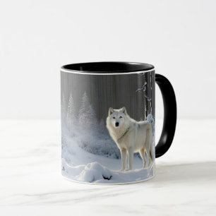 Beautiful White Wolf in Snow Wildlife Outdoors Mug