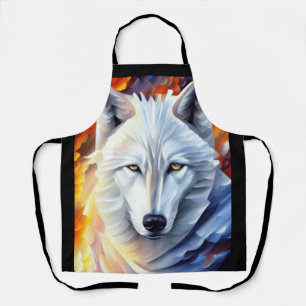 Beautiful White Wolf Painting  Apron