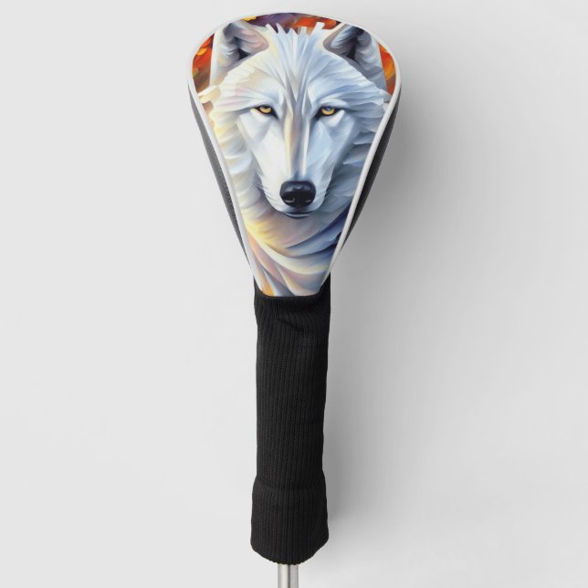 Beautiful White Wolf Painting  Golf Head Cover (Front)