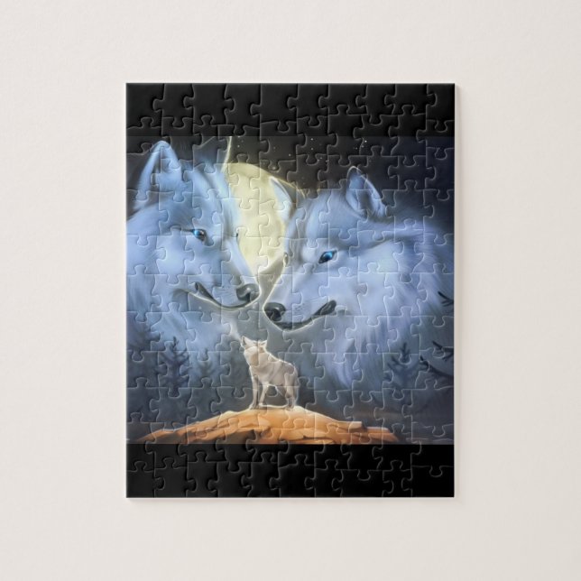 beautiful white wolves puzzle (Vertical)