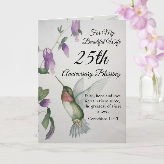 Beautiful Wife 25th Anniversary Blessing Card (Orchid)