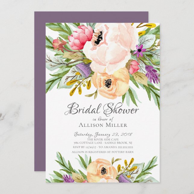 Beautiful Wild Flower Bridal Shower Invitation (Front/Back)