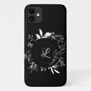 Beautiful Wild Flowers Doodle Monogram Case-Mate i iPhone 11 Case