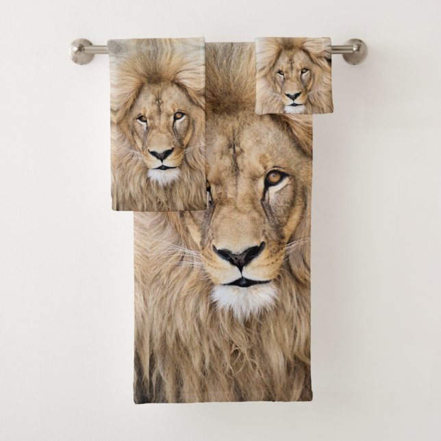 Beautiful Wild Lion Bath Towel Set (Insitu)